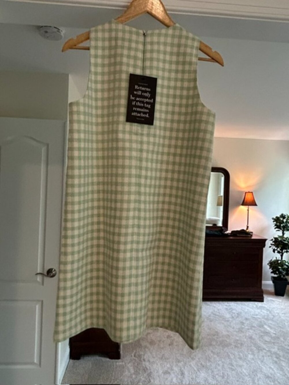 Tuckernuck Julep Gingham Sconset Dress NWT Medium Green White Shift Dress - Picture 4 of 6
